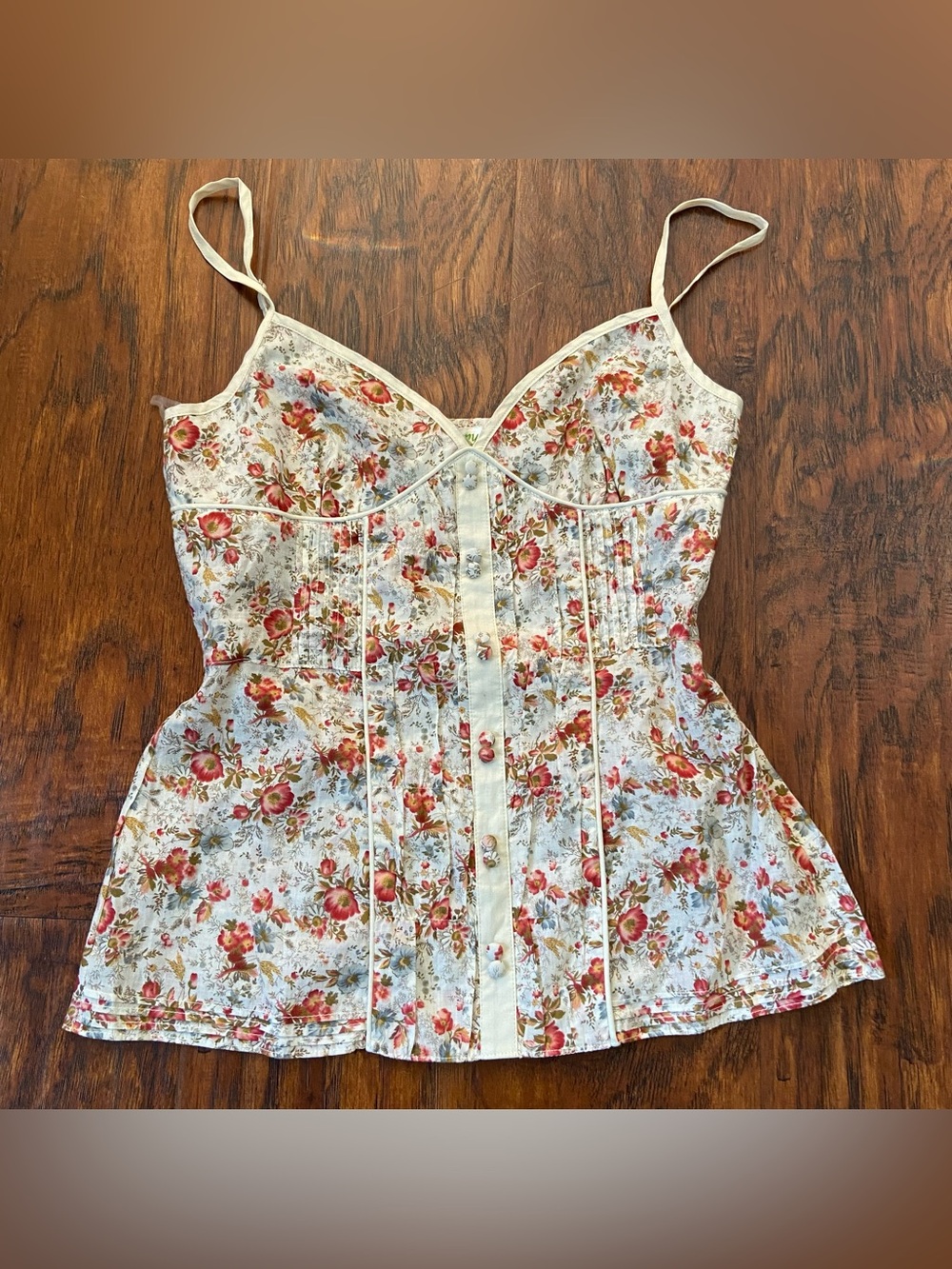 Zoompy Floral Lace-Trim Corset Cami Vintage 90s y2k floral tank top.